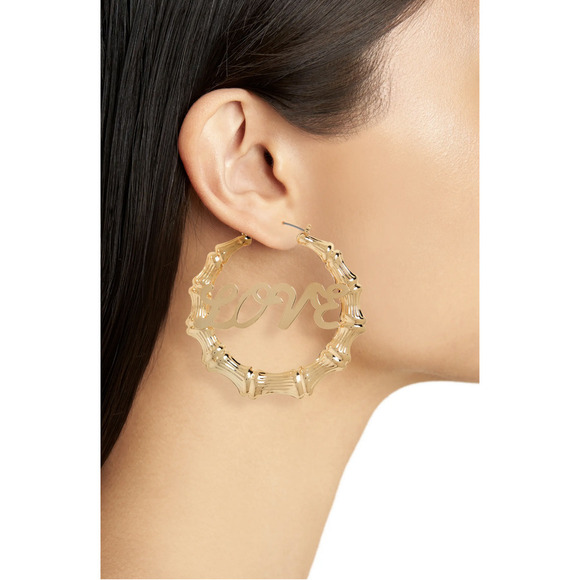 Nordstrom Oversized Gold Boho Love Hoop Earrings - Picture 3 of 5